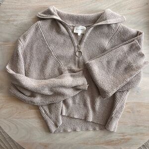 Linenfox Beige Off-the-Shoulder Sweater